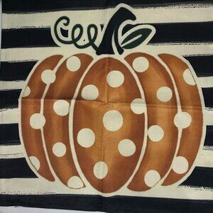 NWOT Pillow cover with stripes and pumpkin.  Fit 16" x 16" pillow.  Holiday